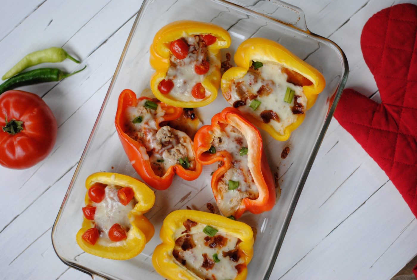 Healthy Stuffed Pizza Peppers - #glutenfree