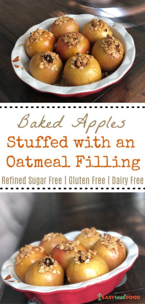 Baked Apples Stuffed with Oatmeal. A delicious apple recipe that's perfect for fall and free of refined sugars.