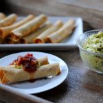 The best baked gluten free taquitos, served with salsa