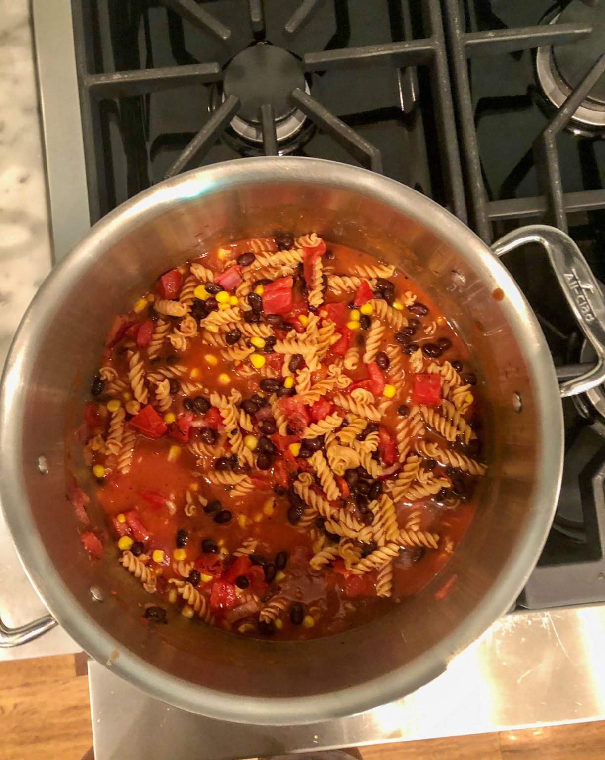 A peek at the pot before cooking