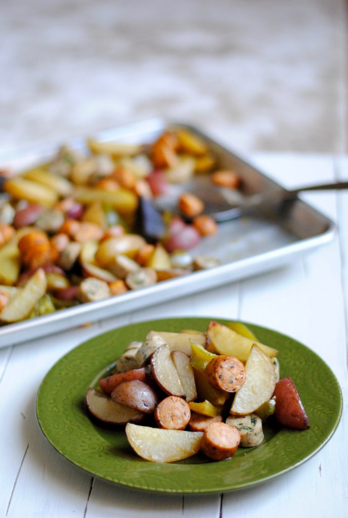 Sheet Pan Sausage, Potatoes and Peppers