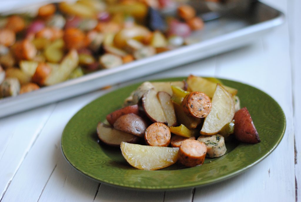 Sheet Pan Sausage, Potato and Peppers