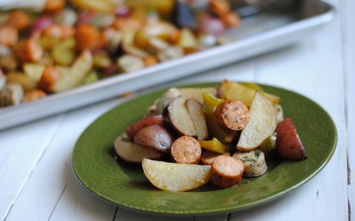 Sheet Pan Sausage, Potatoes & Peppers