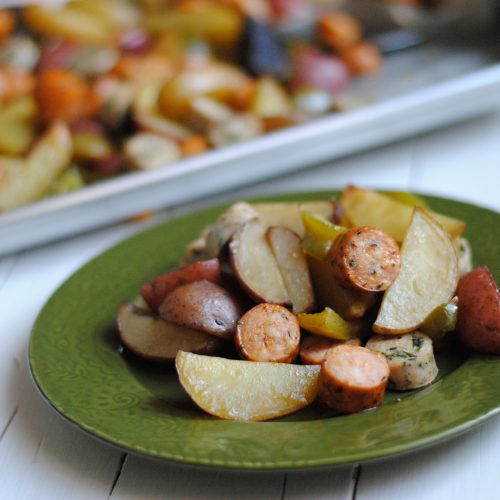 Sheet Pan Sausage, Potato and Peppers