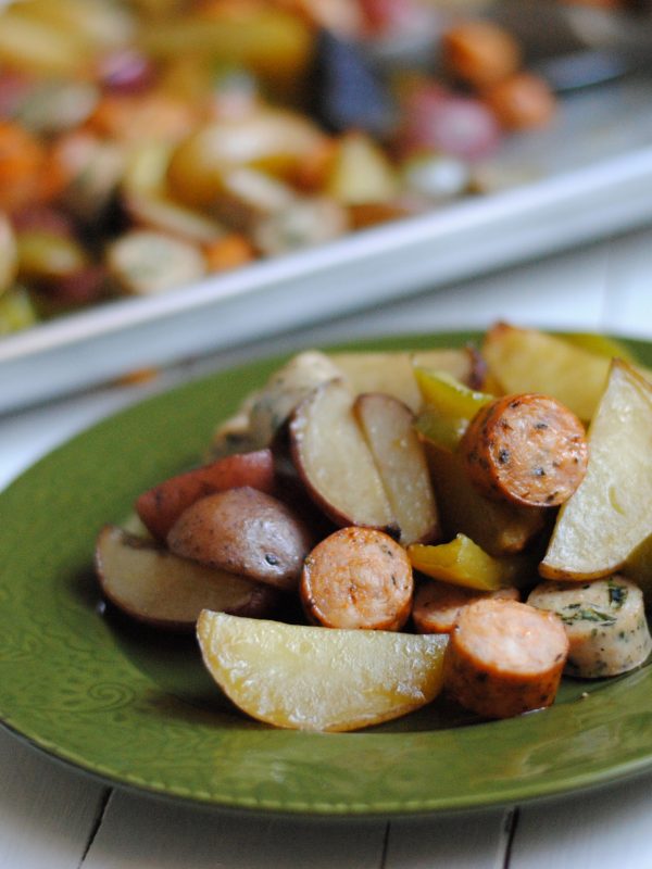 Sheet Pan Sausage, Potatoes & Peppers