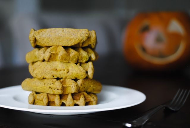 Fluffy grain free pumpkin waffles