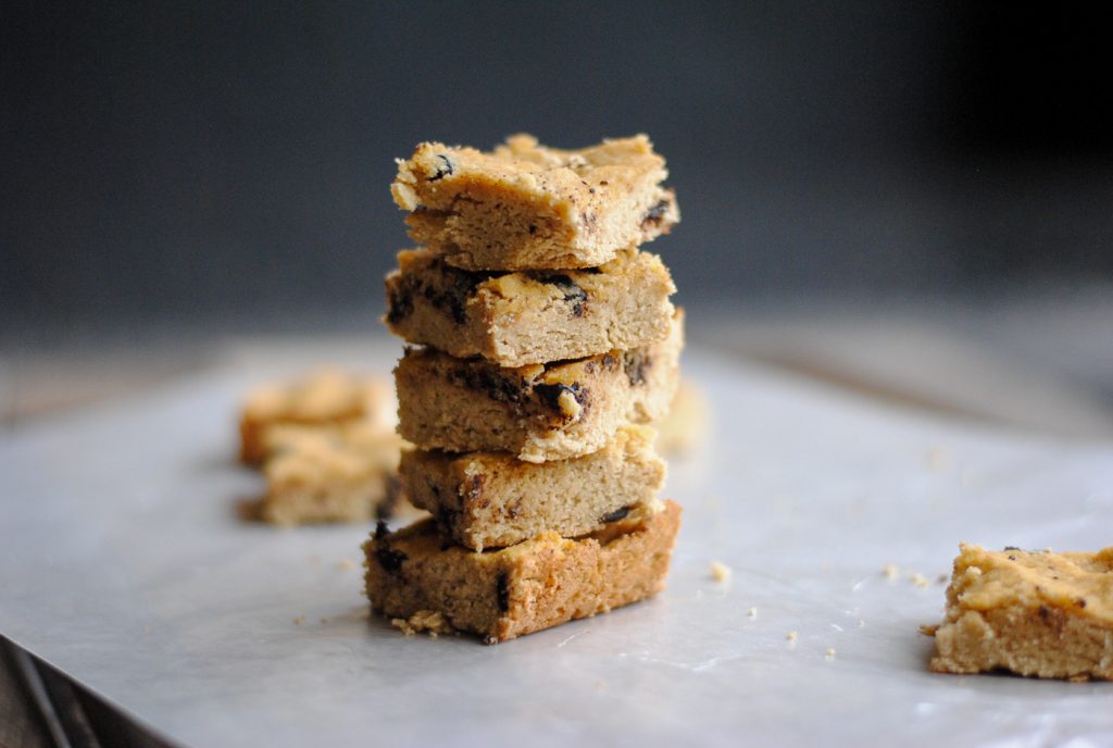 flourless blondies stacked 