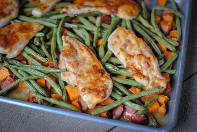 A healthy chicken sheet pan recipe that's paleo and dairy free.