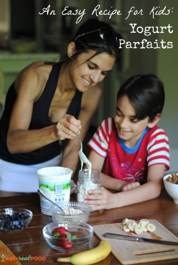 An easy recipe for even preschoolers to make: yogurt parfaits. #kidscook