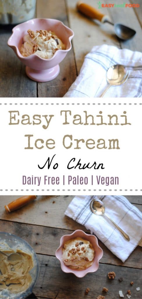 Easy Tahini Ice Cream - a homemade no churn dairy free ice cream recipe