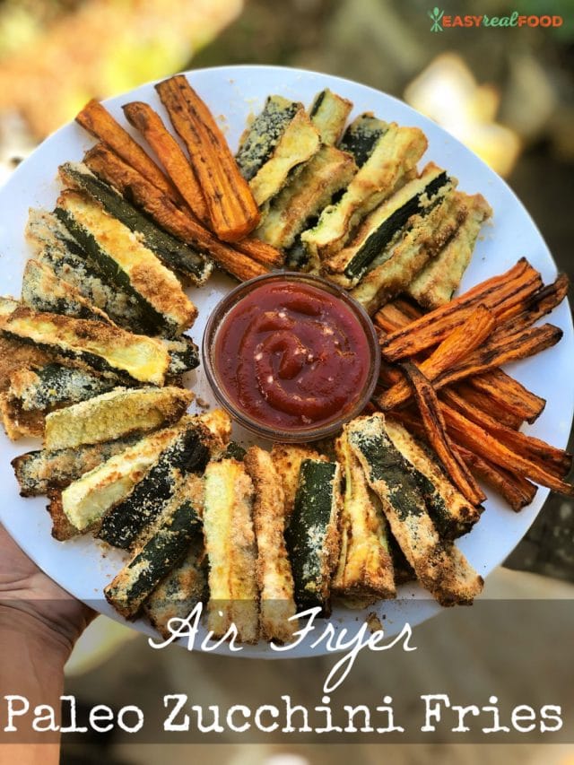 Paleo Air Fryer Zucchini Fries - #dairyfree #glutenfree #kidsveggies