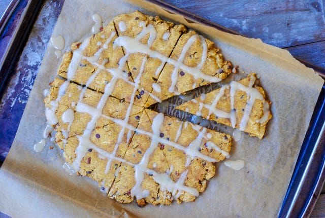 Moist Paleo Pumpkin Scones with a Maple Drizzle