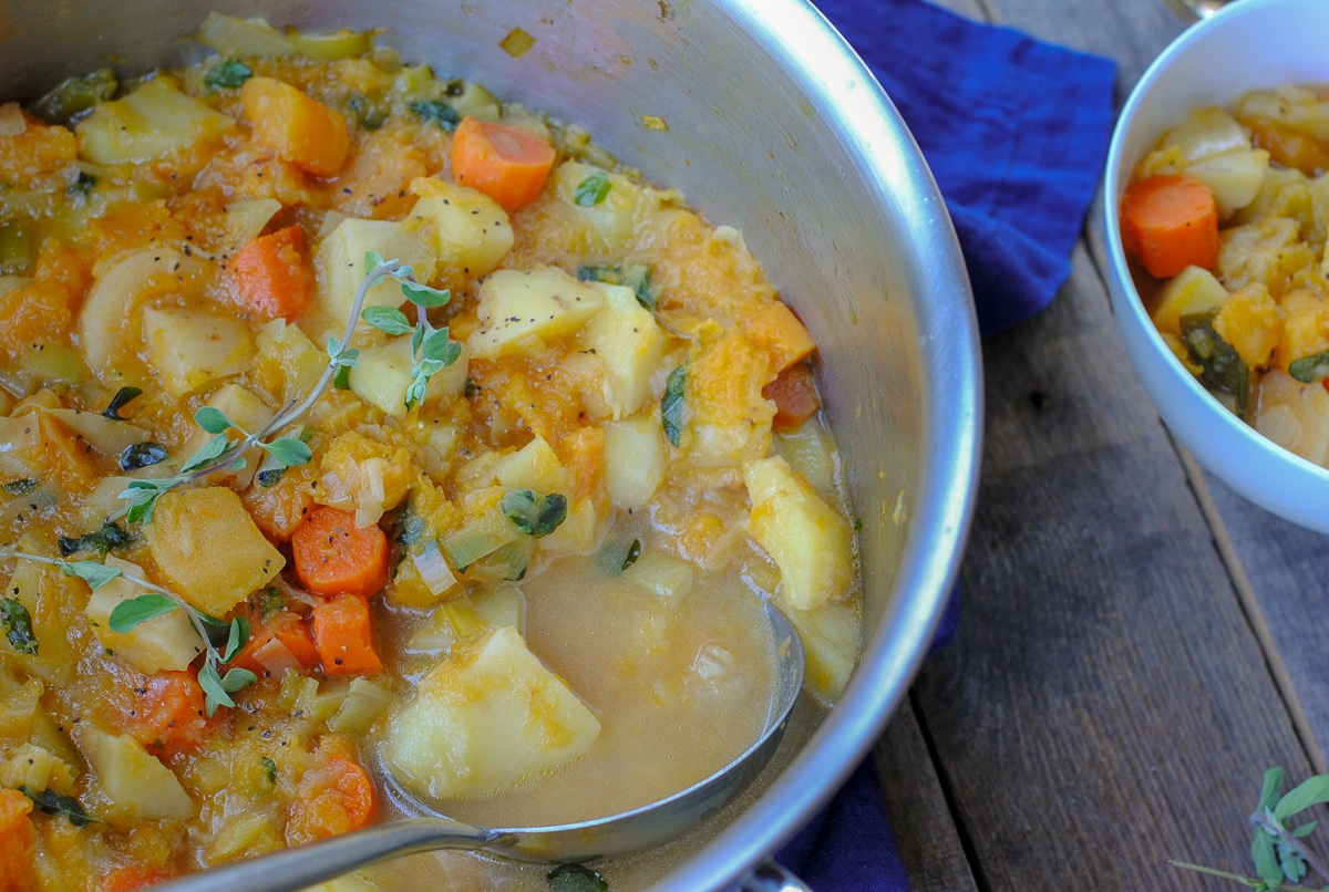 Hearty homemade chunky root vegetable stew
