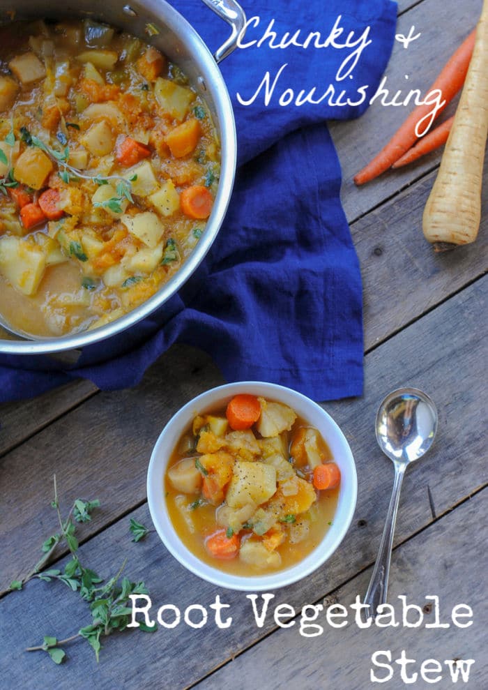 chunky root vegetable stew - autumn inspired and full of root vegetables. #easyrealfood