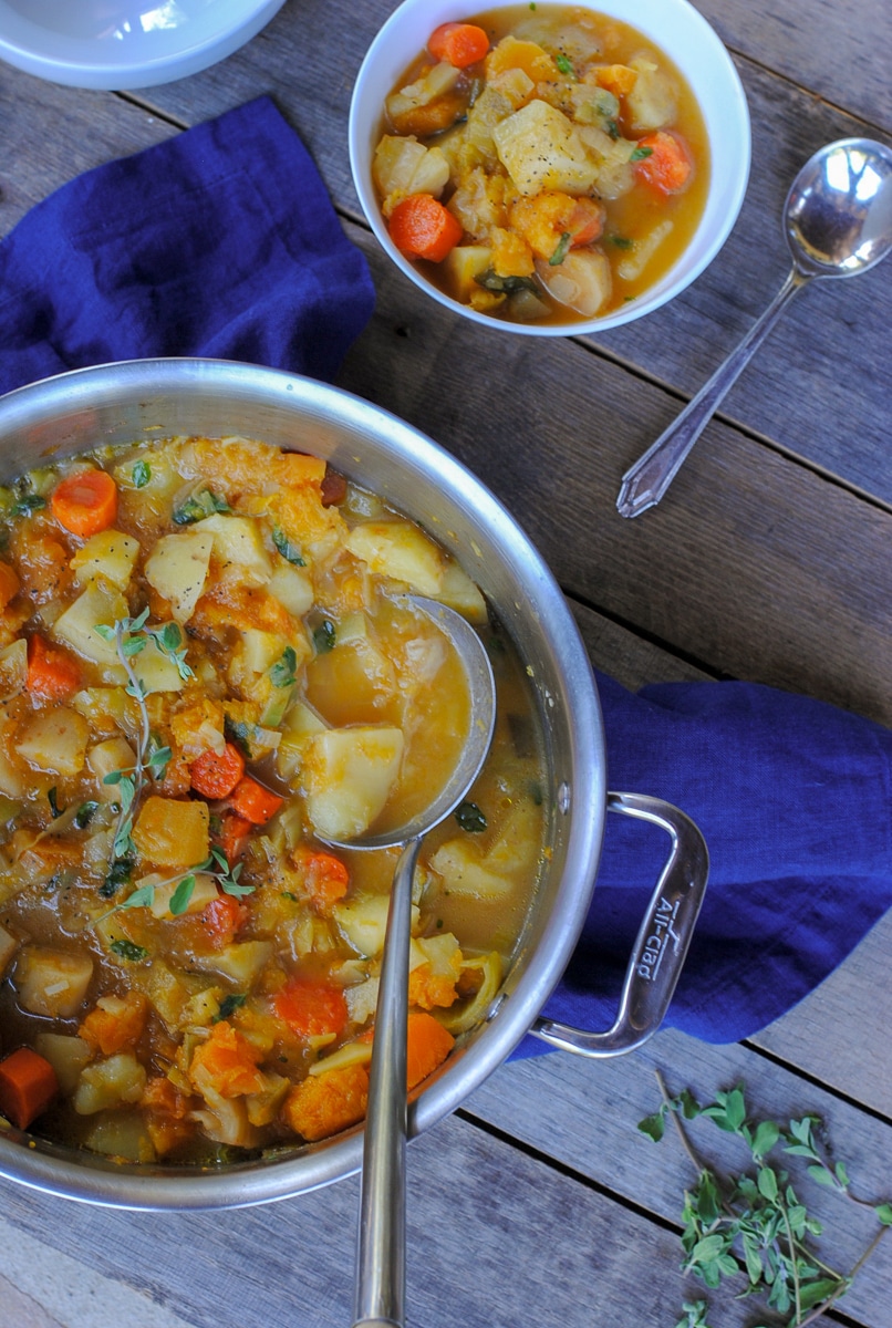 Hearty homemade chunky root vegetable stew