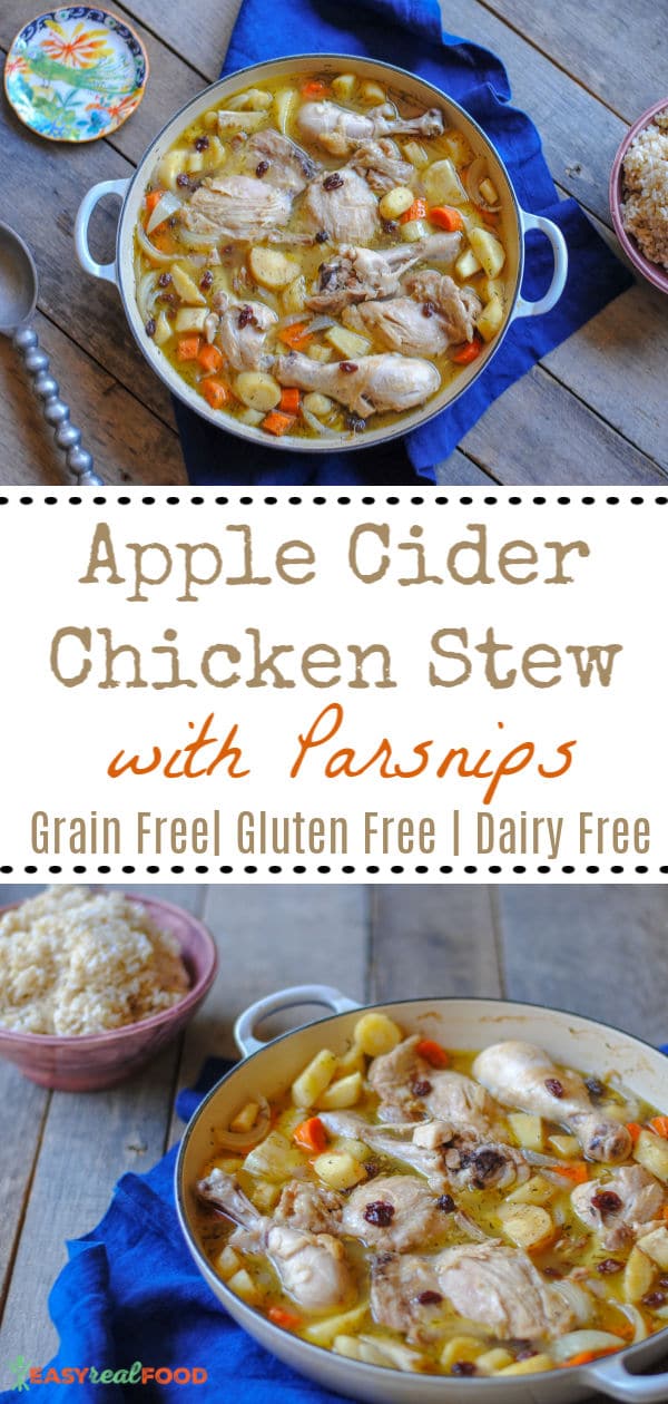 Apple Cider Chicken Stew with Parsnips