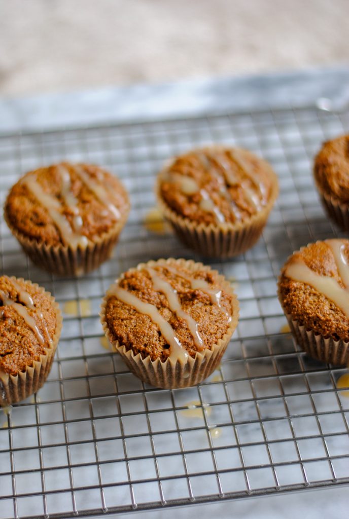 paleo gingerbread muffins with a tasty glaze
