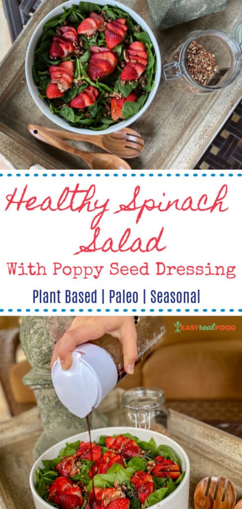 Healthy Paleo Strawberry Spinach Salad with Poppy Seed Dressing - #paleosalad #strawberrysalad