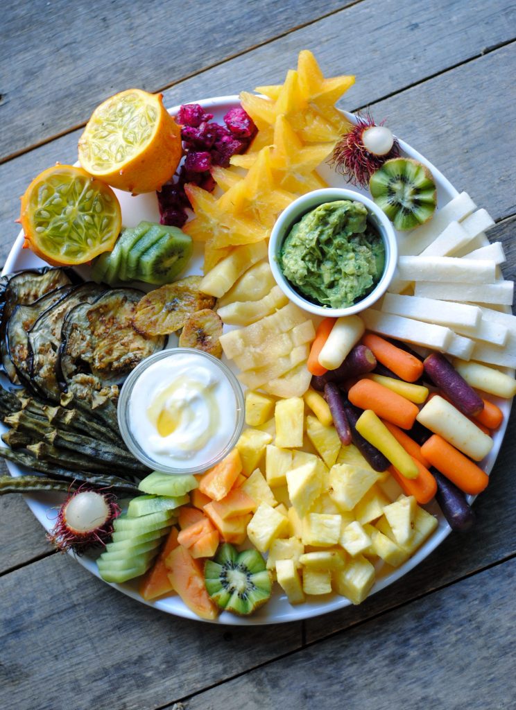 Tasty platter made with exotic fruits & vegetables