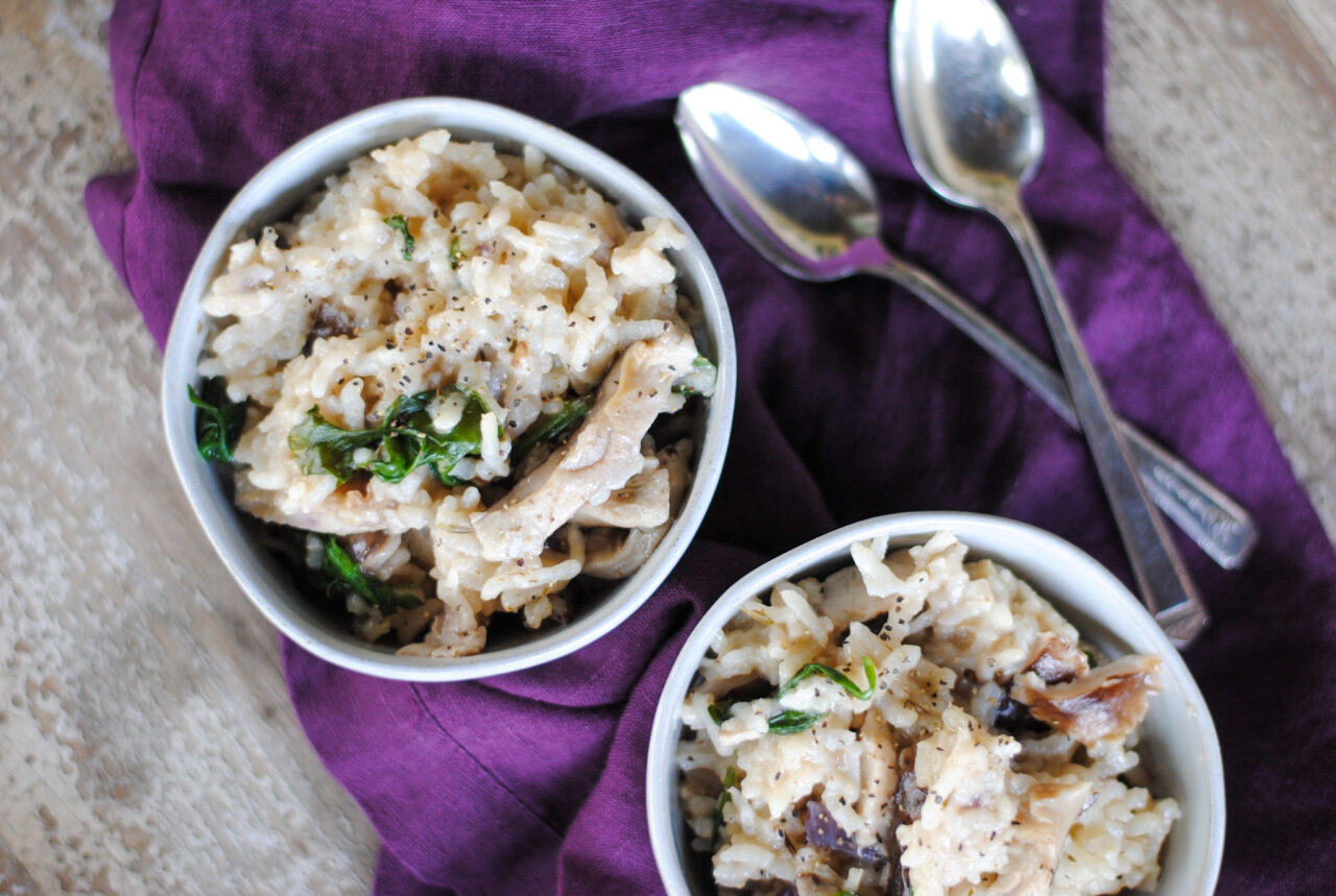 Easy dairy-free mushroom risotto made in the instant pot