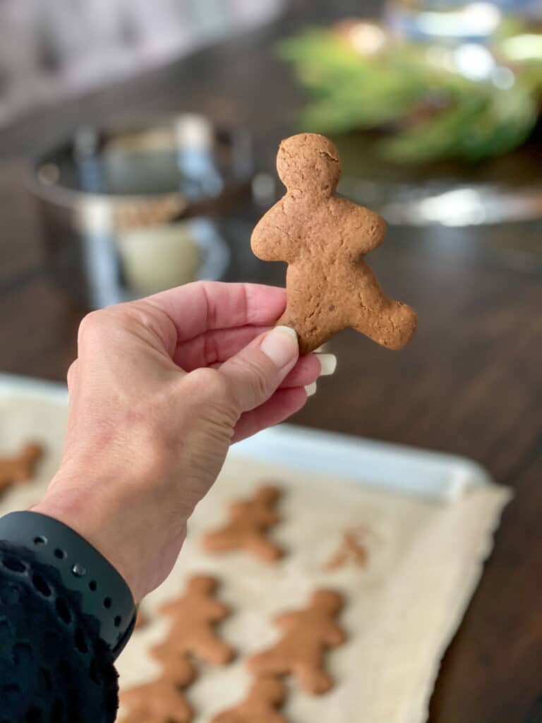 baked gluten free gingerbread man, ready to decorate