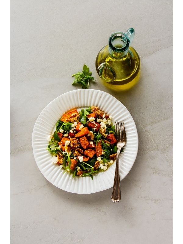 sweet potatoes on a salad