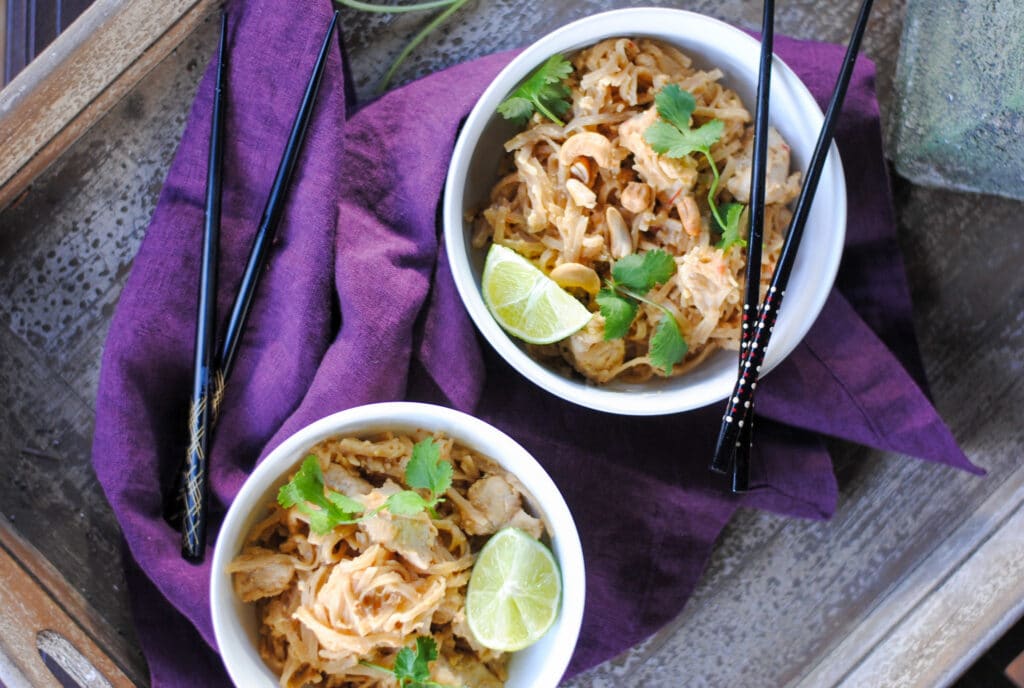 simple pad thai - no peanuts! served with chopsticks