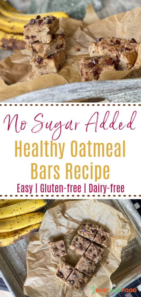 no sugar added healthy oatmeal bars recipe - easy, gluten free and dairy free