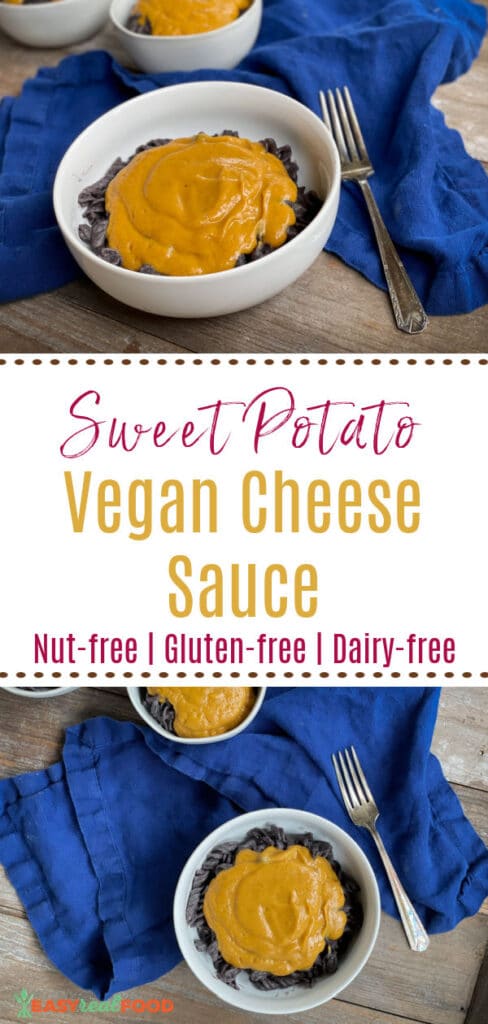 sweet potato vegan cheese sauce - nut free and dairy free