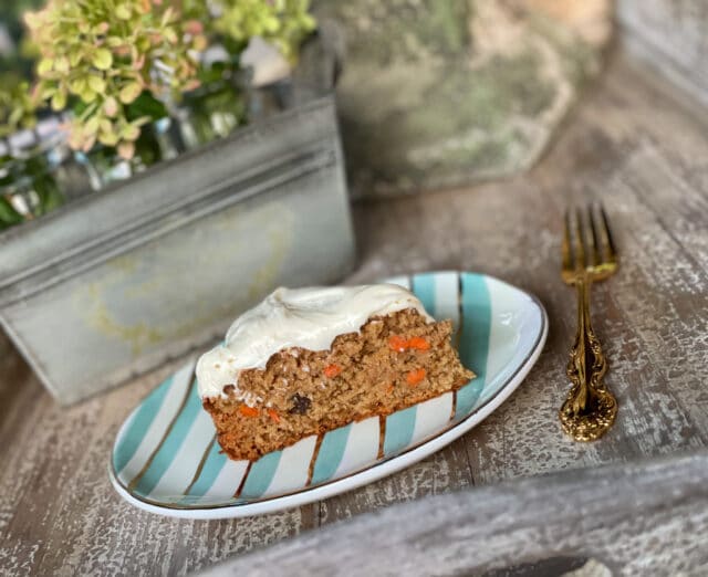 slice of healthy carrot cake on a plate