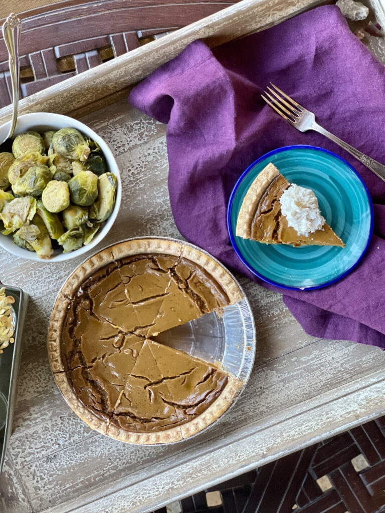 Thanksgiving setting with dairy free pumpkin pie