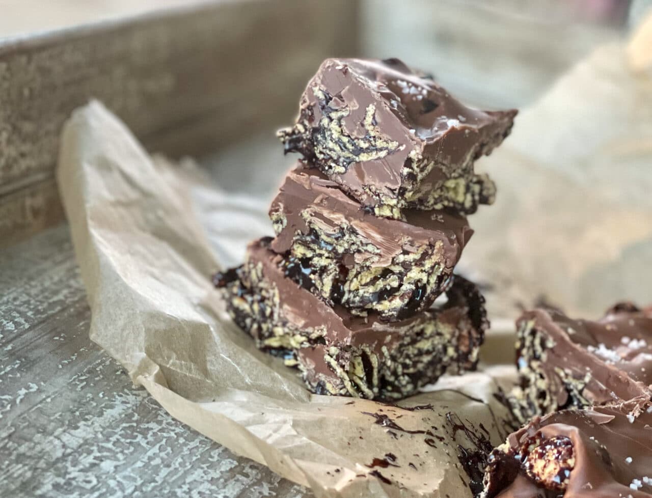 stacked healthy no bake cornflake cookies